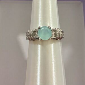 Source Unknown Silver Ring with Aqua Gem